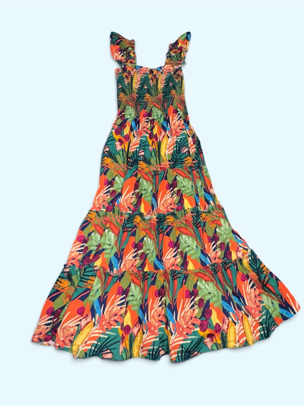 Evereve O.P.T. Calypso Tiered Tropical Print Maxi Dress Size XS MSRP $169 - Picture 2 of 3